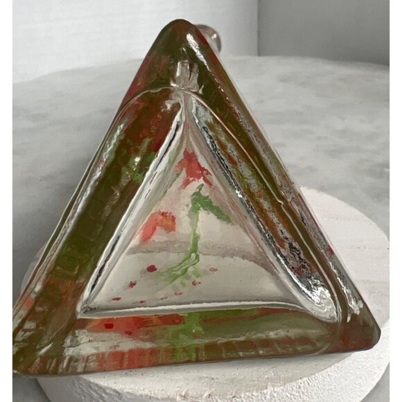 Hand Painted Glass Decanter Vase With Red Floral Design & Cork Lid - Picture 5 of 7